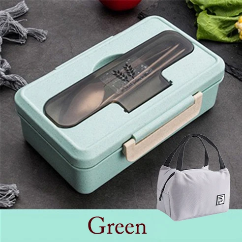 Green Sets Герметичные Коробки для обедов Пеший Туризм Кемпинг, офисные школьные переносной пищевой контейнер микроволновый нагрев печать свежести контейнер для пищи коробка - Цвет: Green Sets
