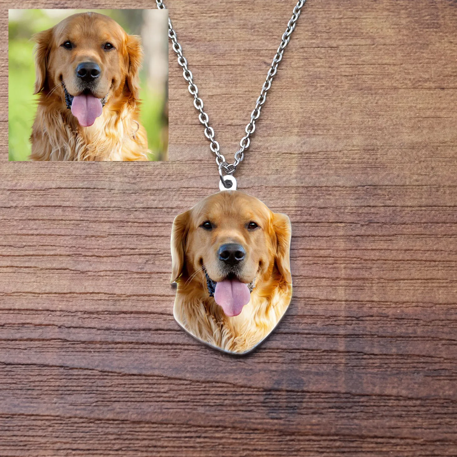 

Personalized Dog Photo Necklace Custom Pet Necklace Pendant Engraved Photo Keepsake For Women Memorial Gift