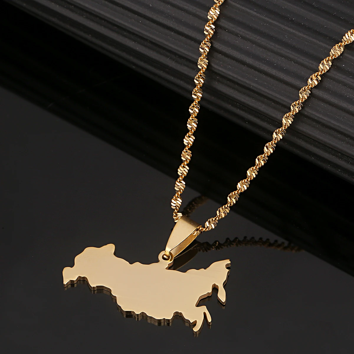 

Ожерелье с подвеской в виде карты России из нержавеющей стали, карта Российской Федерации, очаровательные украшения