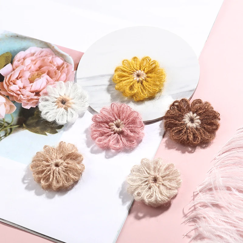 Зимний стиль 50 шт./лот цветной принт шерстяная пряжа мультфильм цветы форма