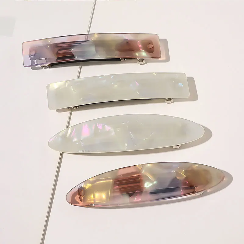 Acetate Hair Claw Geometric Clip Hairpin Ponytail Holder Barrette Accessories Semicircle Thin Long Headwear |