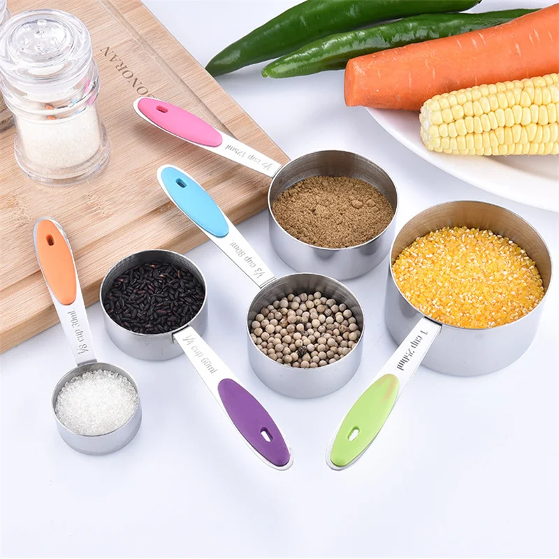 

Stainless Steel Colorful Measuring Spoons and Cups Measure Spoon Useful Sugar Baking Spoon Kitchen Tools Baking Accessories