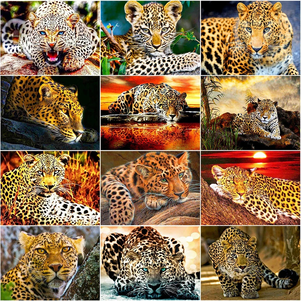 

AB Colorful Diamond Painting Leopard Full Square 5D DIY Diamond Embroidery Cross Stitch Animals Rhinestone Mosaic Home Decor