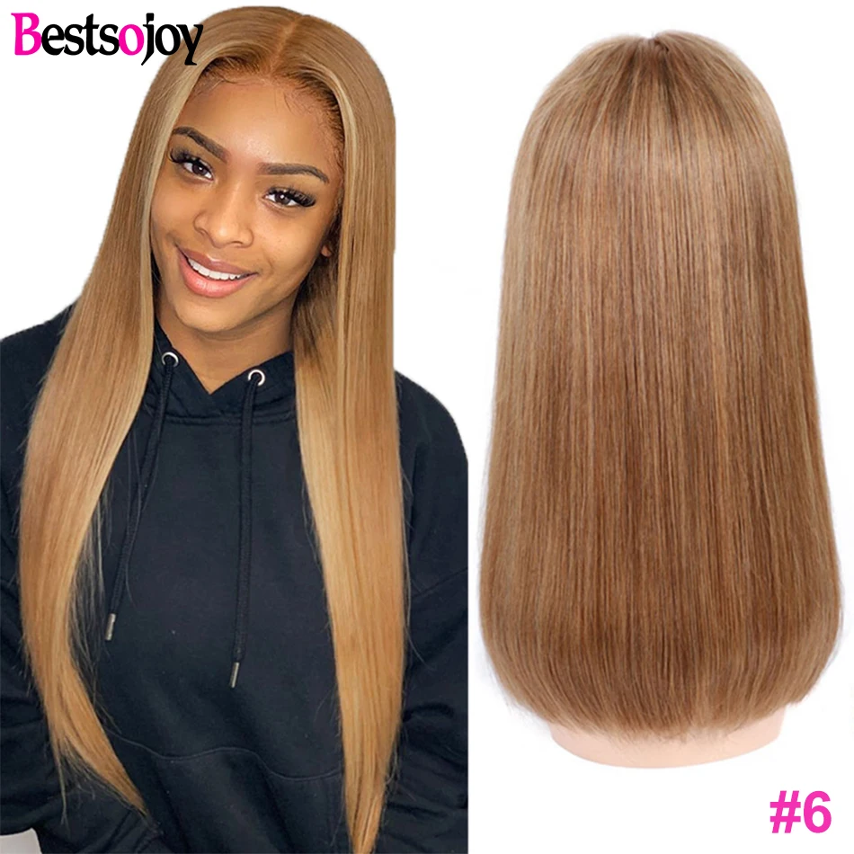 Bestsojoy/парики из человеческих волос коричневого цвета прямые 13X4 яркий цвет #2 #4 #6