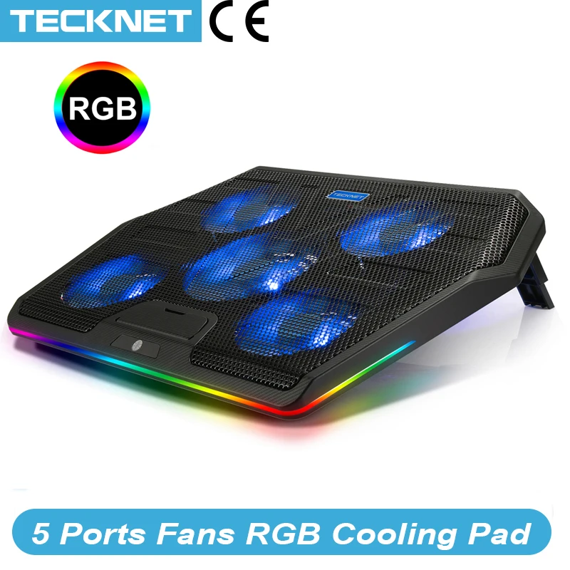 Охлаждающая подставка для игрового ноутбука TeckNet светодиодный вентилятор 5 RGB с