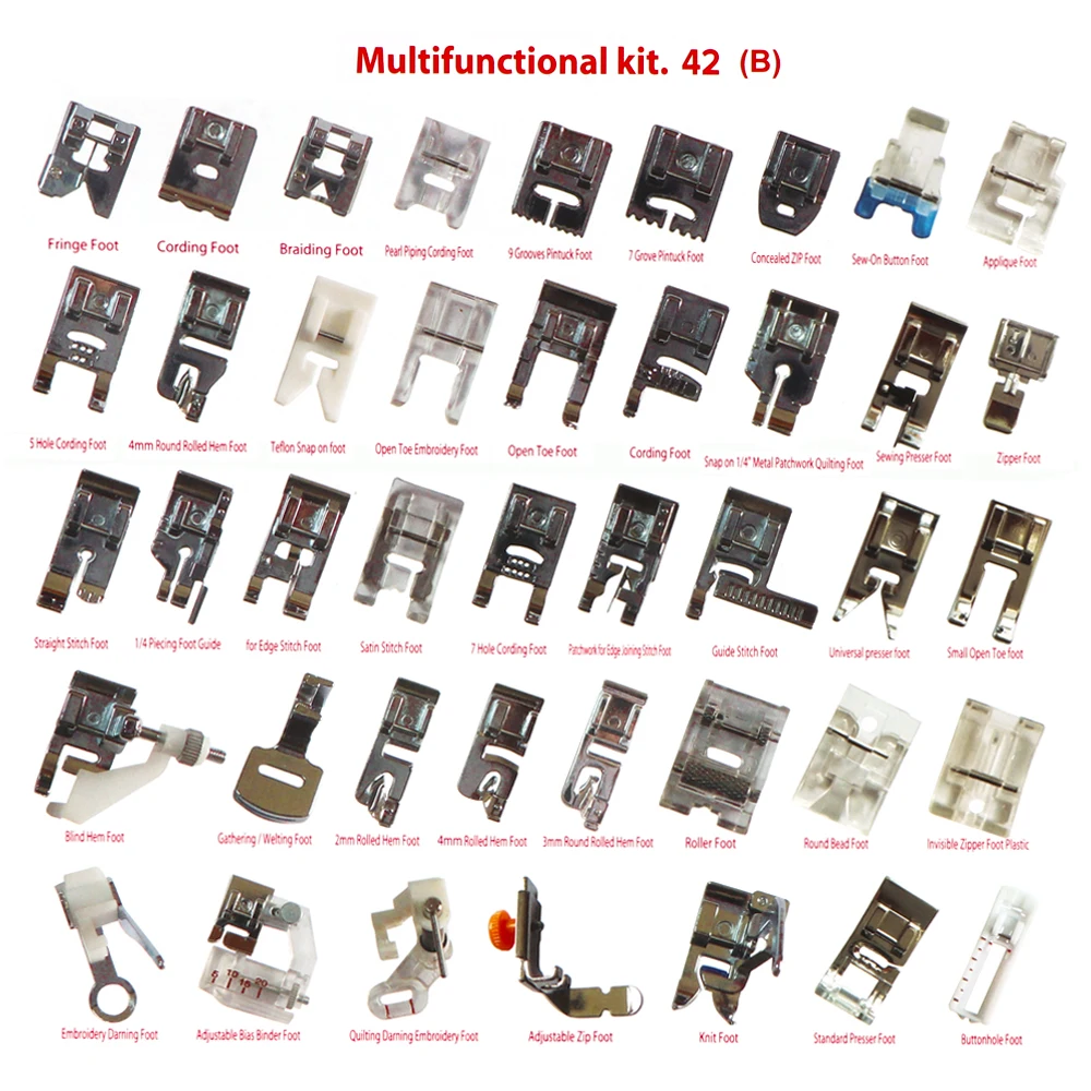 42 шт. домашние ножки швейной машины прижимная лапка для Швейные аксессуары