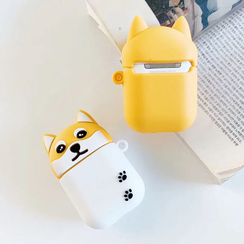 Чехол EKONEDA с мультяшным рисунком Шиба ину собак Хаски для Airpods, силиконовый мягкий чехол с милыми животными для Airpods