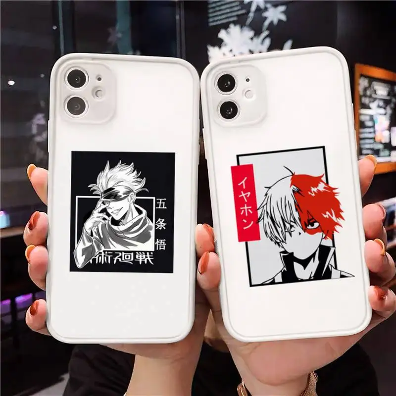 

my hero academia Phone Case For iPhone 12 11 Mini Pro XR XS Max 7 8 Plus X Matte transparent White Cover