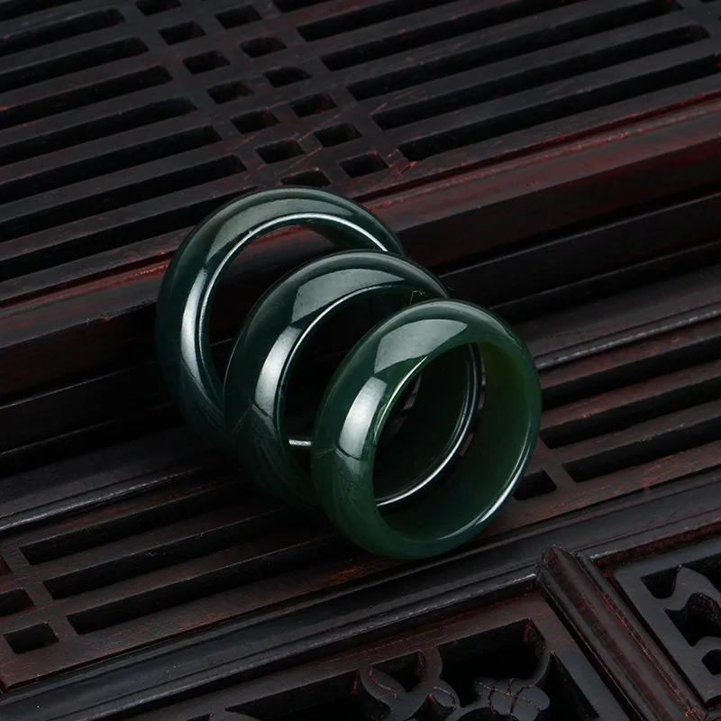 

Natural hetian cyan jade jade ring, handmade sculpture simple jade ring, men party wedding jewelry gift rings for men
