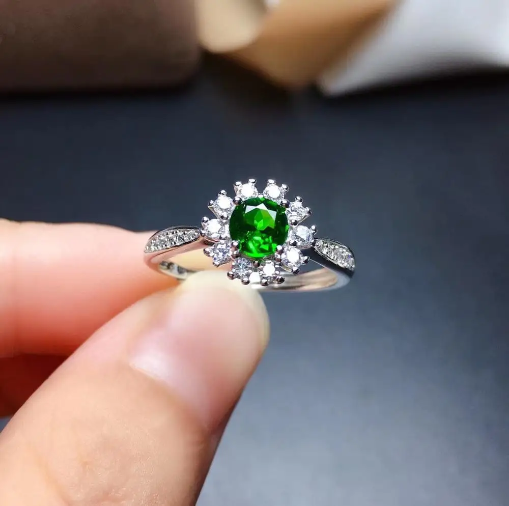 

Мдина очаровательный зеленый диопсид Драгоценное кольцо для женщин 925 серебро кольцо из натурального драгоценного камня зеленого цвета на ...