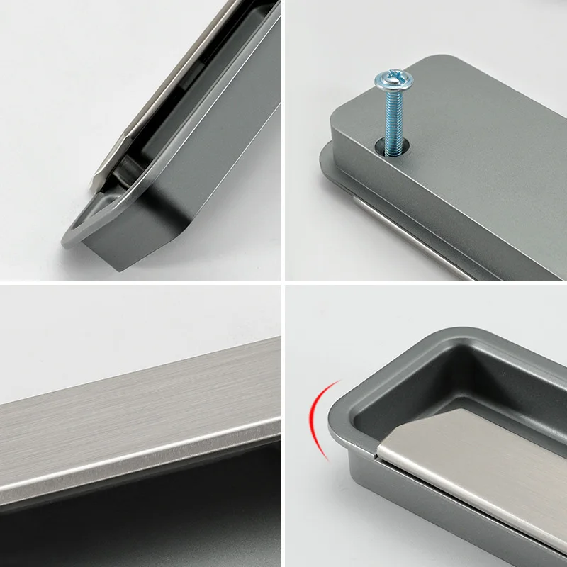 Простой скрытый ящик с пряжкой ручка мебель кухонный шкаф Скрытая спальня серые