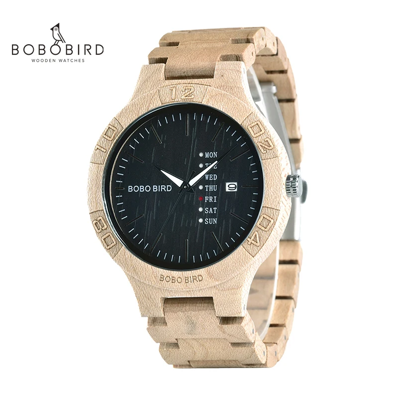 

BOBOBIRD reloj hombre Full Wooden Watches Chronograph Date & Week Show cronografos In gift Box Support Dropshipping L-LS01