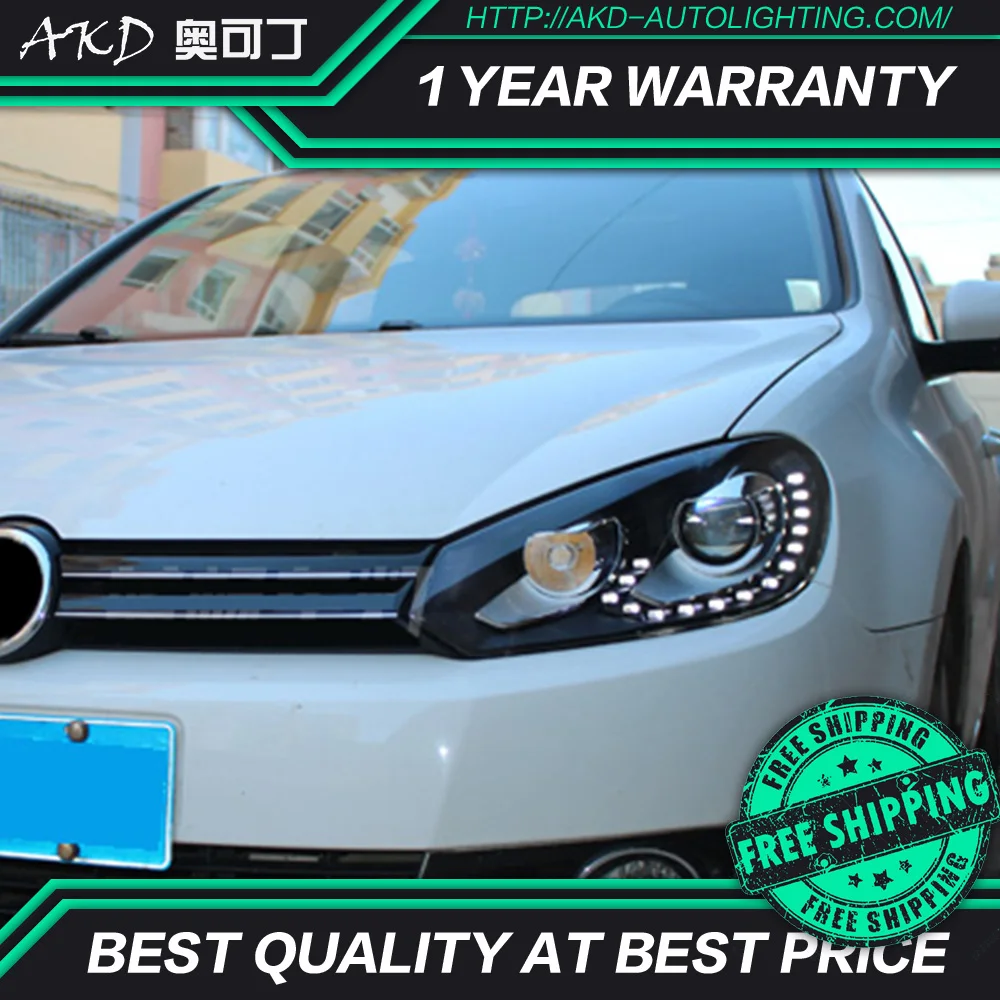 AKD tuning cars Headlight For VW Golf 6 MK6 Headlights LED DRL Running lights Bi-Xenon Beam Fog angel eyes Auto | Автомобили и