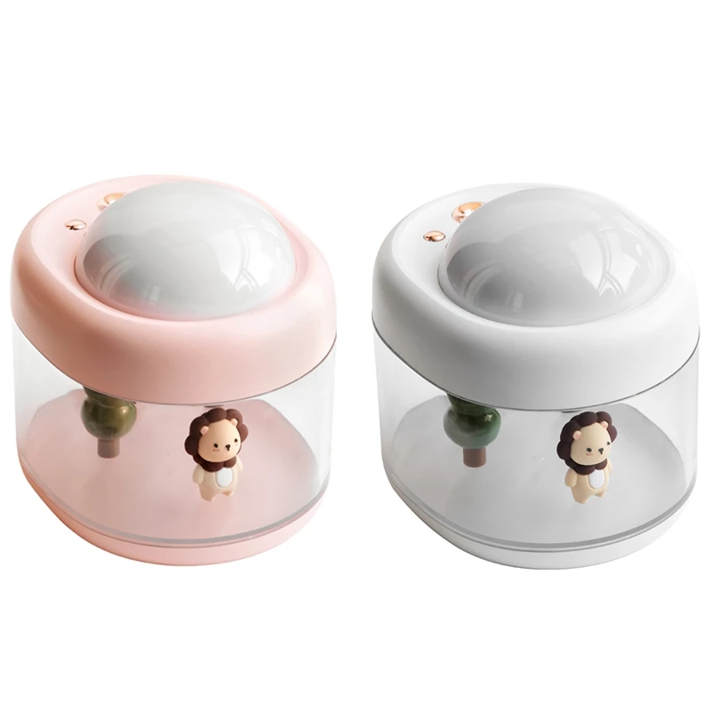 

Cute Lion Projection Humidifier Rotating 500Ml Large Capacity Mini Usb Desktop Humidifier for Office