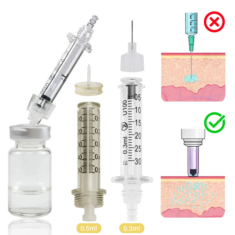 0.5ml/0.3ml Ampoule Head Syringe Needle for Hyaluronic Acid Pen Atomizer Water Syringe Disposable Wrinkle Removal SKin Care Tool