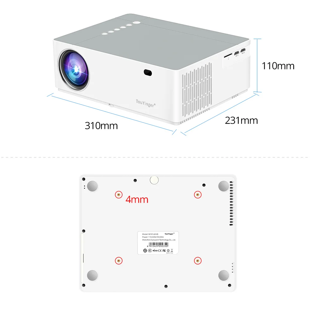

M19 Smart 1080P Projector Full HD 3D LED LCD USB HD Portable 6800Lumens for Outdoor Movie Home Entertainment Theater Ceiling