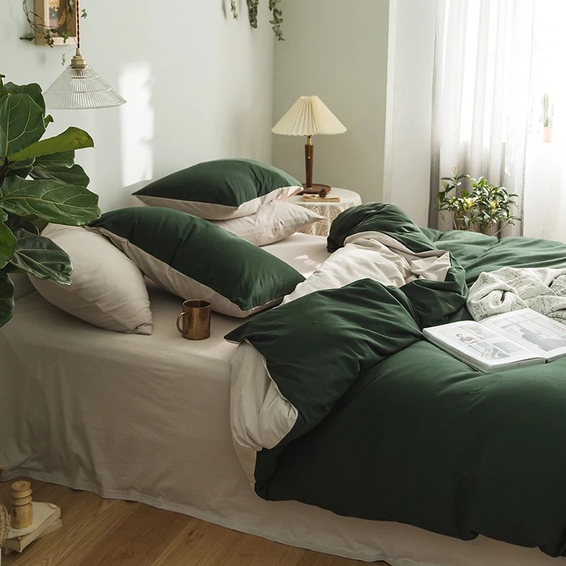 

Cotton Double Bedding Set Full Size Comfortable Bedroom Minimalist Bedding Set Sheet Pillowcase Parure De Lit Home Textile DF50S