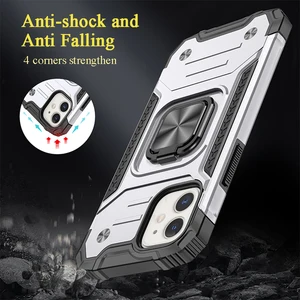 armor phone case for iphone 12mini 11 pro xs max xr x 8 7 6 6s plus se2020 back cover with metal ring stand for car phone holder free global shipping