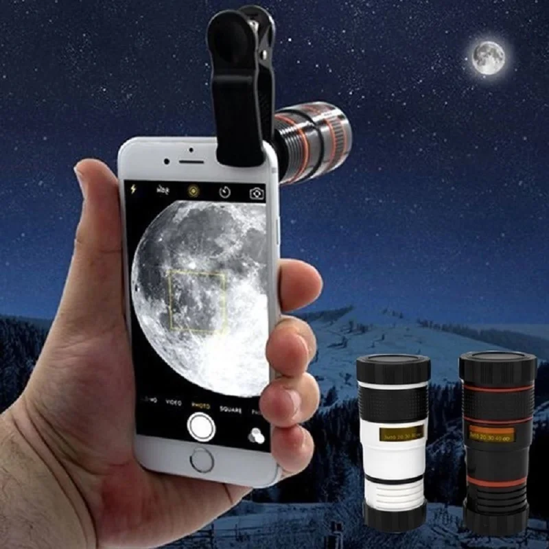 

Универсальный зум-объектив 8X 12X, телеобъектив с эффектом зума, объектив высокой четкости, Монокуляр, телескоп для телефона