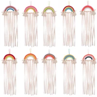 woven rainbow handmade storage belt hair bows kid girl hair clip hanger organizer rainbow color hair clips hair holder