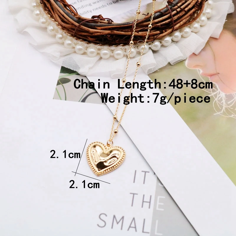 

Heart Pendant Necklace Simple Ball Chain Office Party For Girls Female Accessories