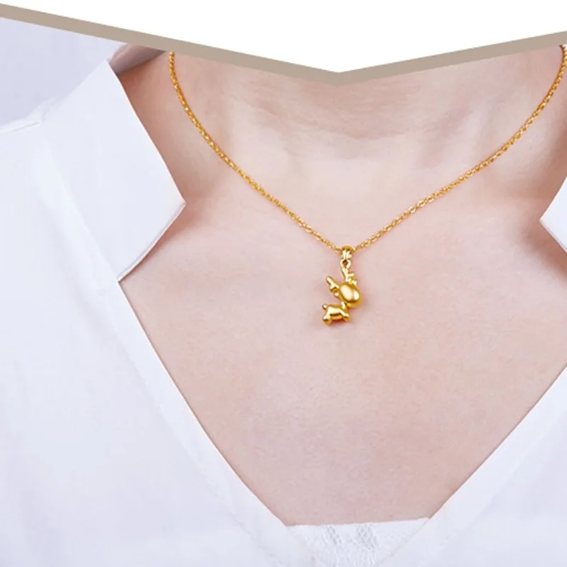 Ожерелье OMHXZJ из желтого золота с подвеской для женщин и мужчин подарочное