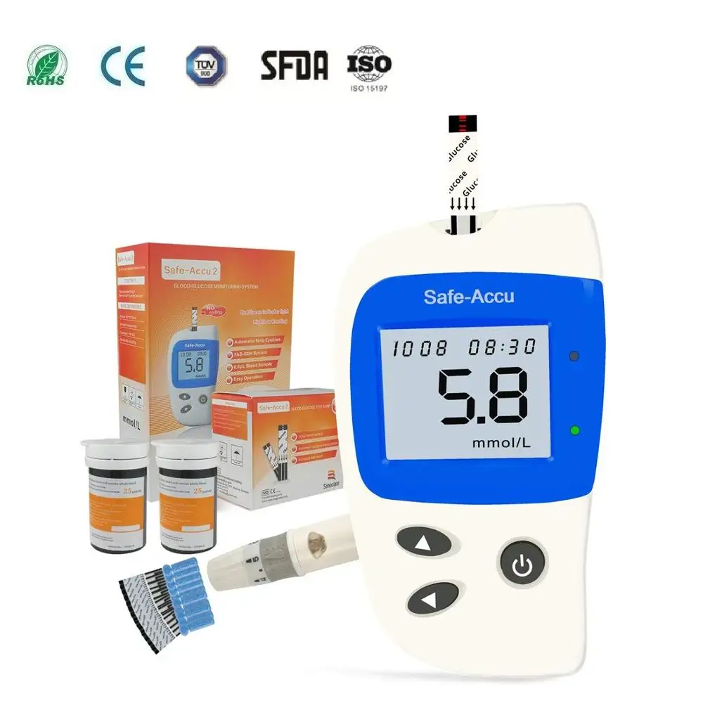 

Sinocare Safe-Accu2 Blood Glucose Meter Diabetes Tester Kit Glucometer With 50 Test Strips Lancets Blood Sugar Monitor Sannuo