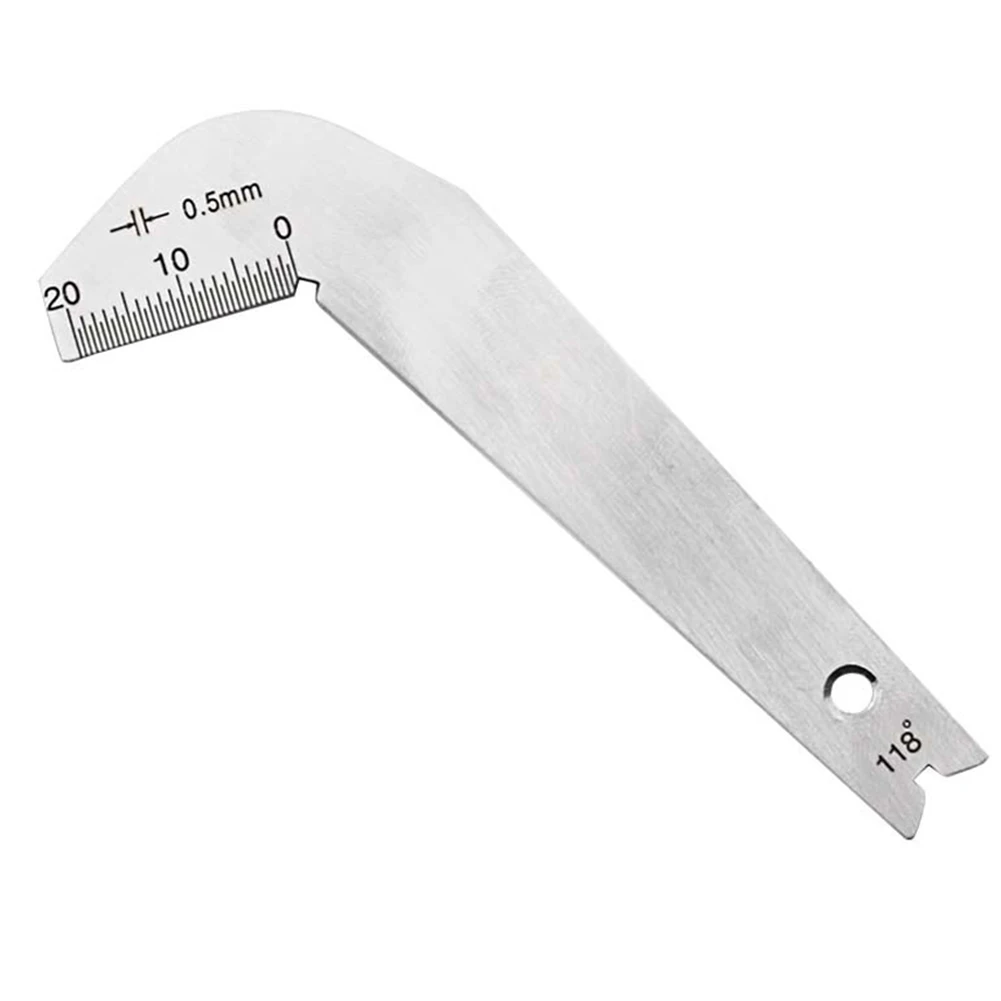 

118 degrees Twist Drill Angle Gauge Sliver Stainless Steel Grinding Drill Bits Diameter Center Gauge Sharping Measuring