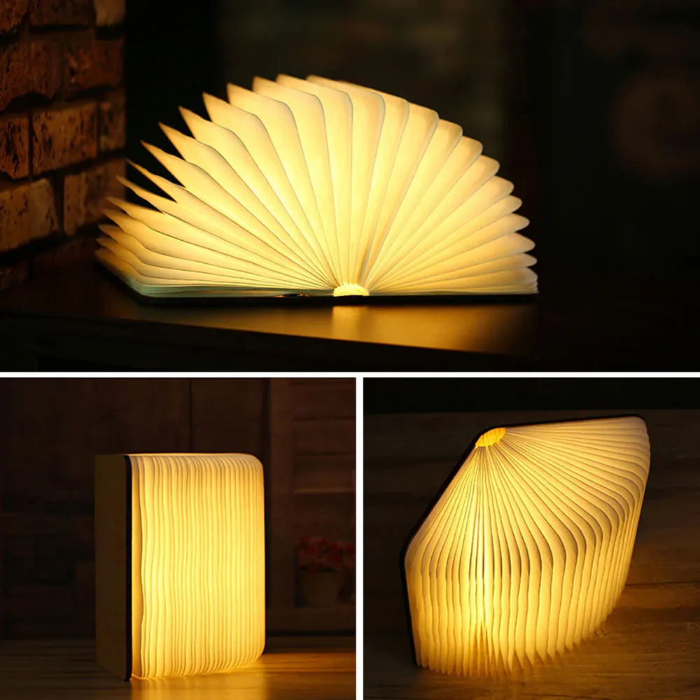 

Led USB Lamp Book LED Night Light Leather 5V USB Rechargeable Magnetic Foldable Desk Table Lamp 3color Home Decoration