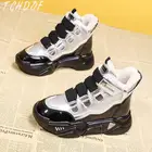 Оригинальный дизайн, теплые кроссовки TGHDOF с плюшевойсетчатой подкладкой, осенне-зимние женские кроссовки на массивной подошве, водонепроницаемая обувь на платформе для женщин