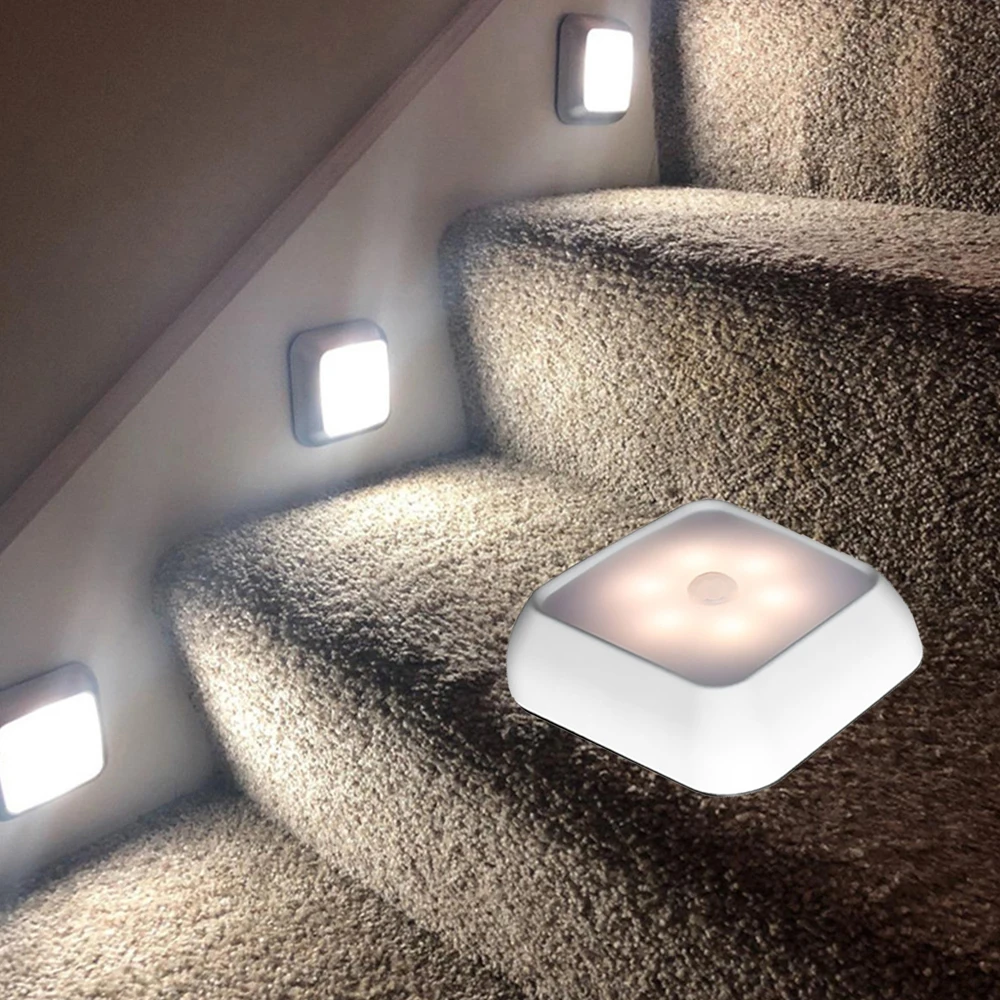 6 светодиодный s движения PIR Сенсор светильник Батарея приведенный в действие