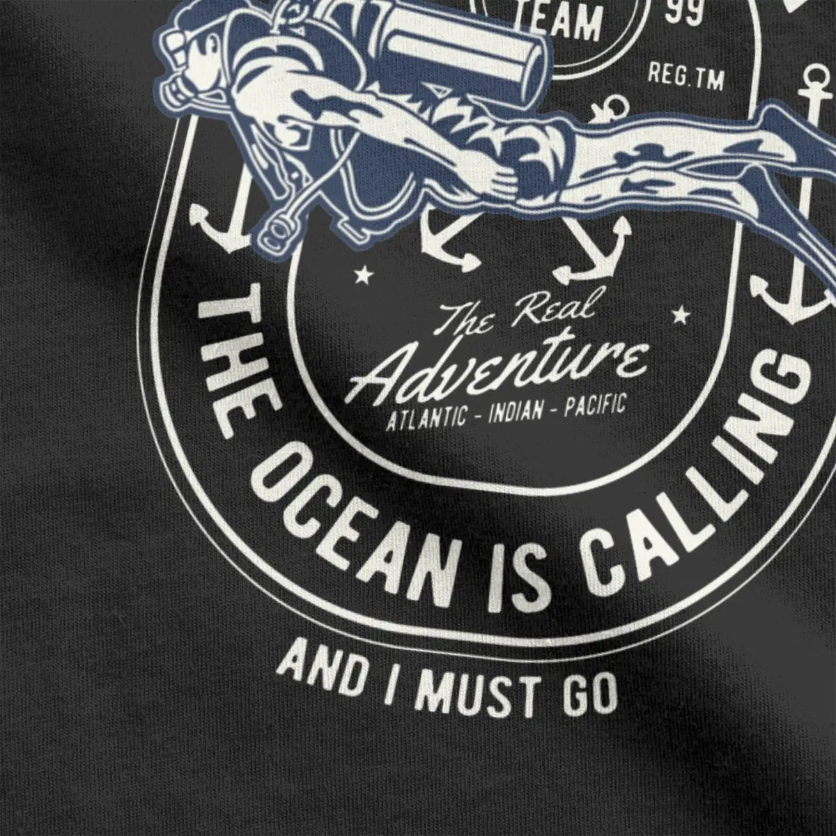 Океана звонит фонарик для аквалангиста футболка мужчин 100% хлопок высокий