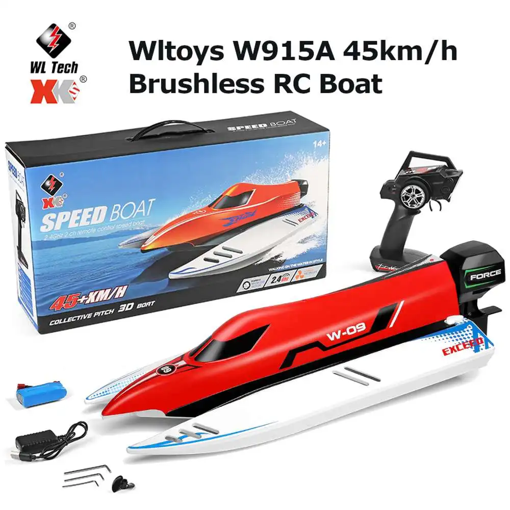 

Wltoys W915A 2,4 ГГц 45 км/ч бесщеточная радиоуправляемая Лодка высокоскоростной пульт дистанционного управления F1 автомобили игрушки модели кора...