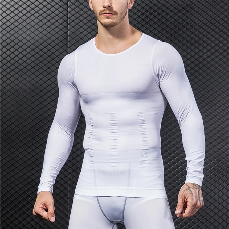 Мужские Формирователи для тела компрессионные топы фитнеса с длинным рукавом