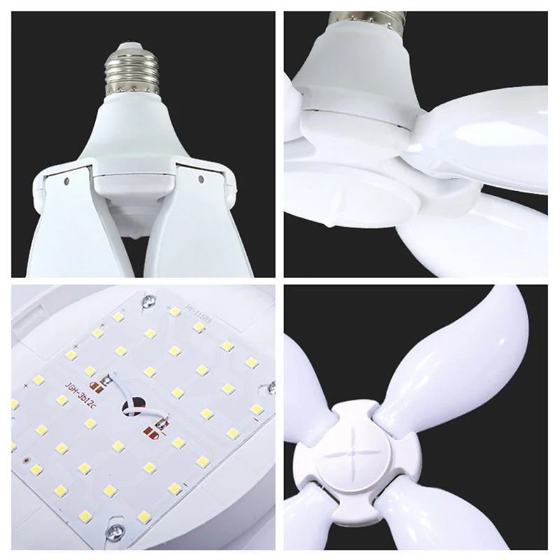 

45W/60W/80W E27 Fan Garage Lights Waterproof Five-Leaf Foldable Mango Lamp Highlight Constant Current Bulb