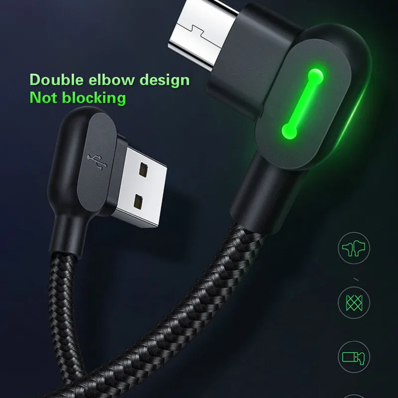 2.4A 90 градусов локоть Micro USB кабель Быстрая зарядка USB кабель для передачи данных для samsung S7 для мобильного телефона Xiaomi usb зарядный шнур
