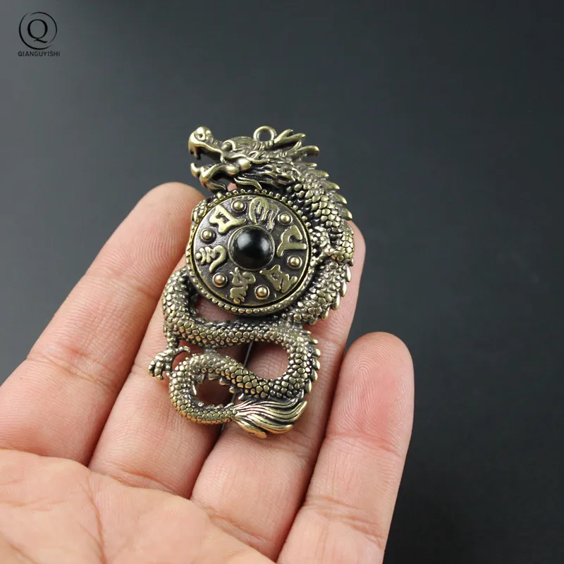 Вращающийся Тибетский брелок из чистой латуни с летающим драконом шесть