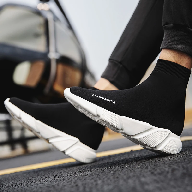 

Sneakers Women Men Knit Upper Breathable Sport Shoes Sock Boots Woman Chunky Shoes High Top Running Shoes For Men Women
