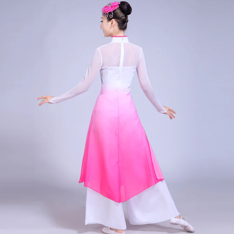 Китайский Hanfu Dj костюм национальный танец платье хор сливы песня Классическая Yangge группа вентилятор представление Женская длинная юбка