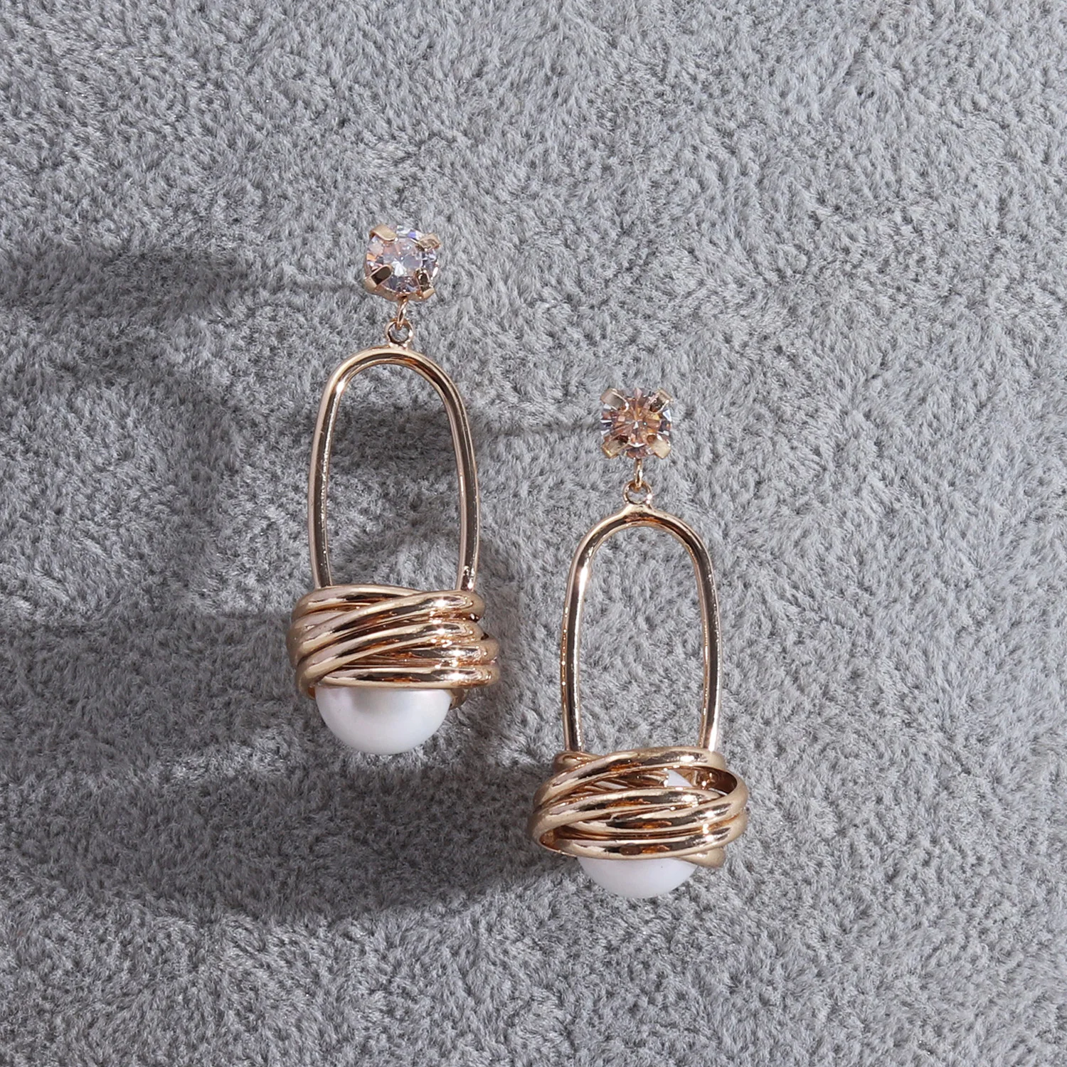 

925 Silver Needle Gold Filigree Wrapped Twisted Round Pearl Shiny Zircon Dangle Drop Earrings Dating Jewelry 4 Colors Options