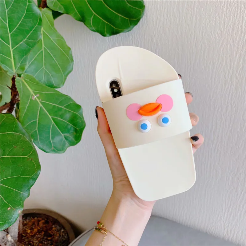 3D Leuke/домашние тапочки с рисунком из мультфильма Brother Gele Eend, Telefoon Gevallen Voor Iphone6 6s 7 8 Plus X XR XS MAX, SiliconenCover
