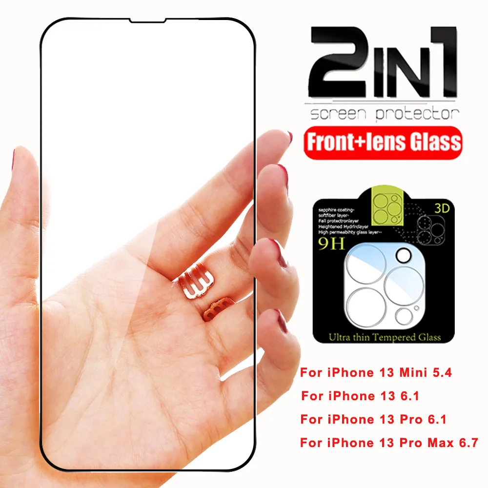 

2in1 Tempered Glass For iPhone 13 Pro Max 13 Mini Camera Lens Film For iPhone 13 Pro 6.1 Screen Protection Glass For iPhone 13