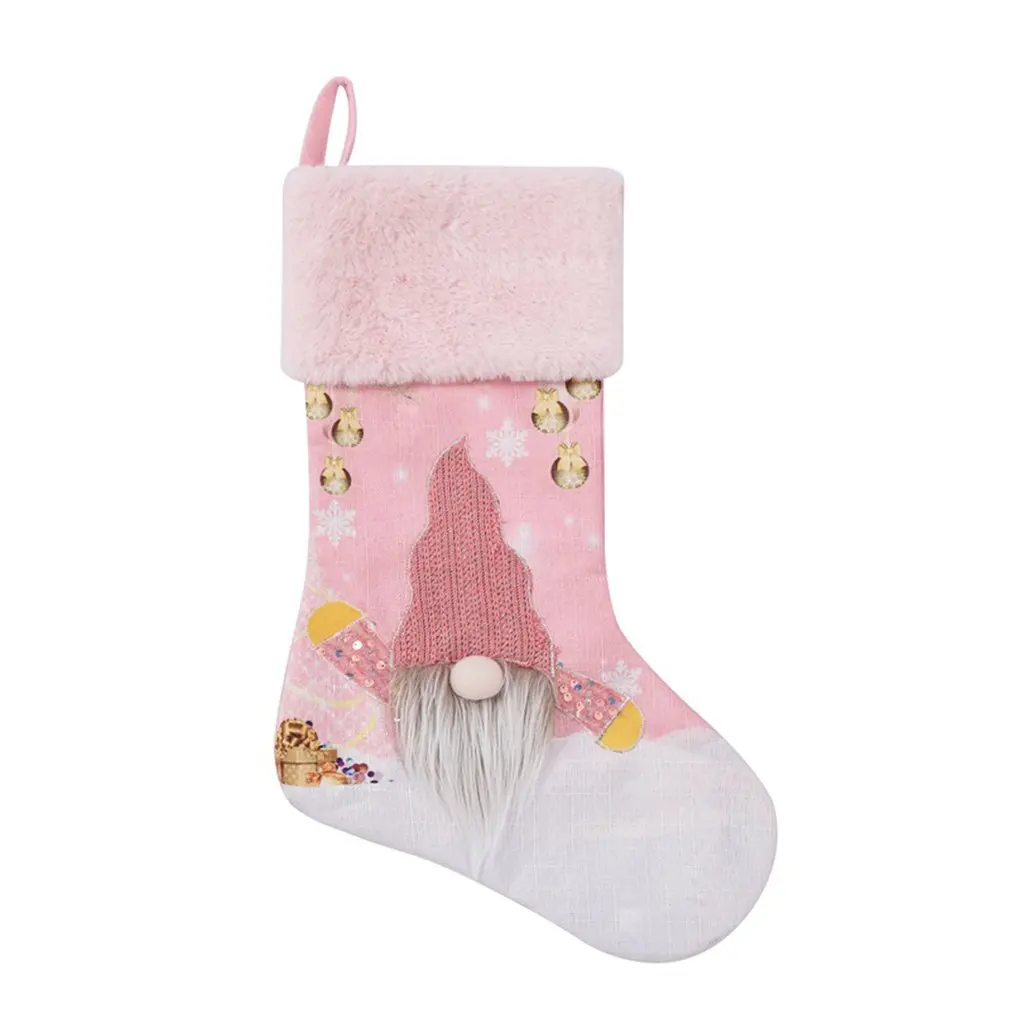 

Lovely Christmas Stocking Sparkly Christmas Ornament With Lights Pink Glowing Christmas Socks Luminous Pendant Christmas Decor