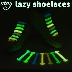 Новинка, силиконовые эластичные шнурки унисекс 14 шт.лот VING без завязывания, спортивные кроссовки, светящиеся шнурки, шнурки для обуви из Ox Horn