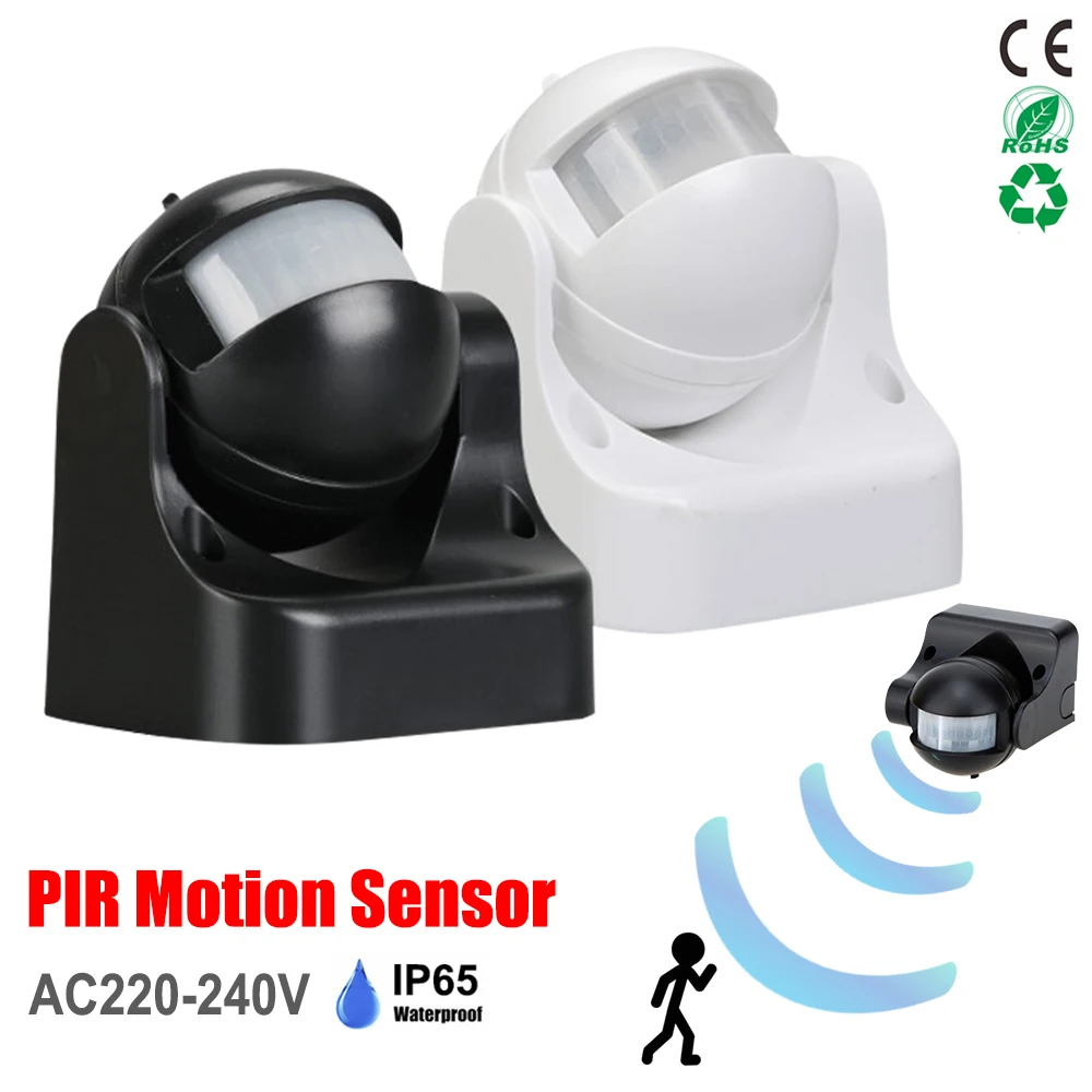 

220-240V PIR Infrared Motion Sensor Detector Switch Adjustable Angle Light Sensor Waterproof Human Body Motion Inductor Switch