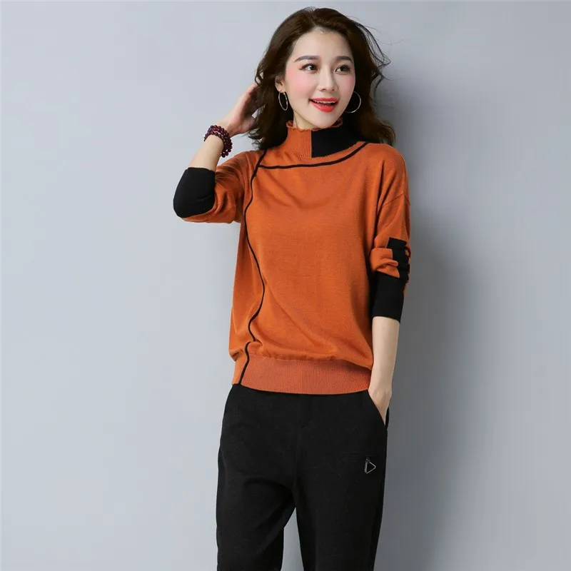 

2020 Autumn and Winter Knitted Sweaters Korean Version Leisure Loose Long Sleeve Sweater Bottom Blouse Pure Winter