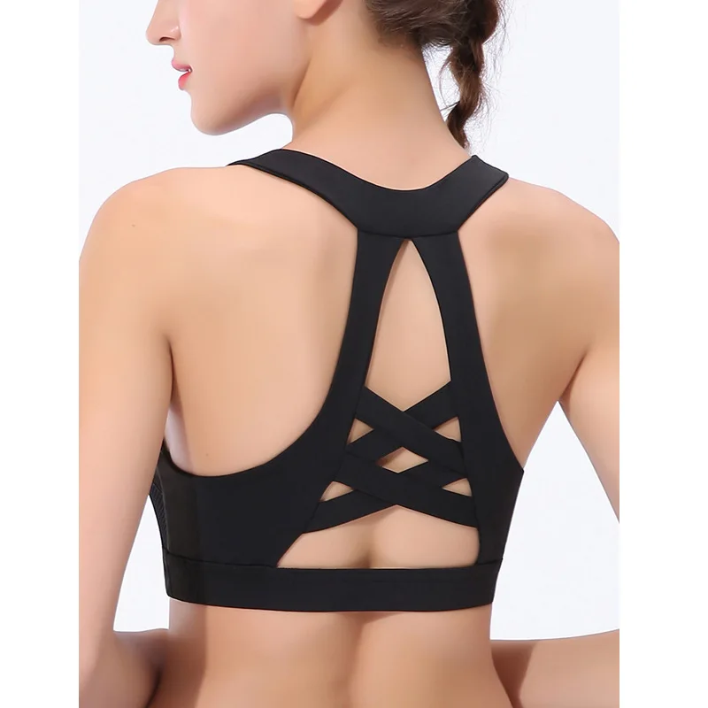 Женский спортивный бюстгальтер топ с перекрещенной спиной фитнес без косточек