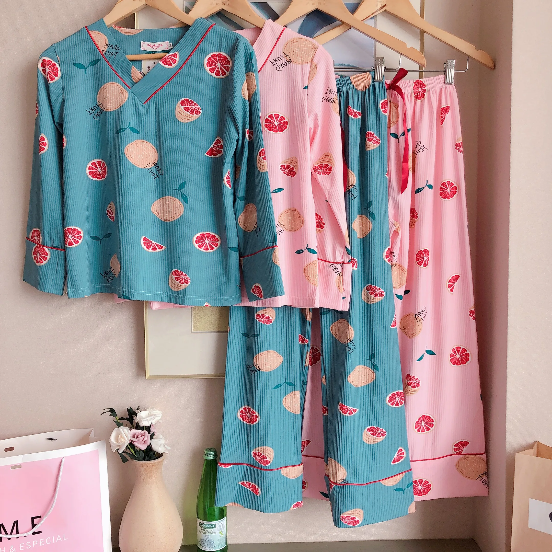 Женский хлопковый пижамный комплект WAVMIT теплая свободная Пижама для отдыха на