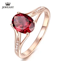 lszb natural garnet 18k pure gold 2020 new hot selling top ring women heart shape ring for ladies woman genuine jewelry