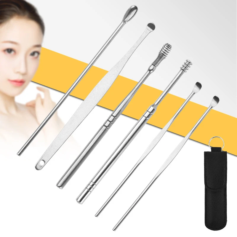 

6PCS Ear Cleaner Wax Removal Tool Earpick Sticks Earwax Remover Curette Ear Pick Cleaning Ear Cleanser Spoon Health Care Earpick